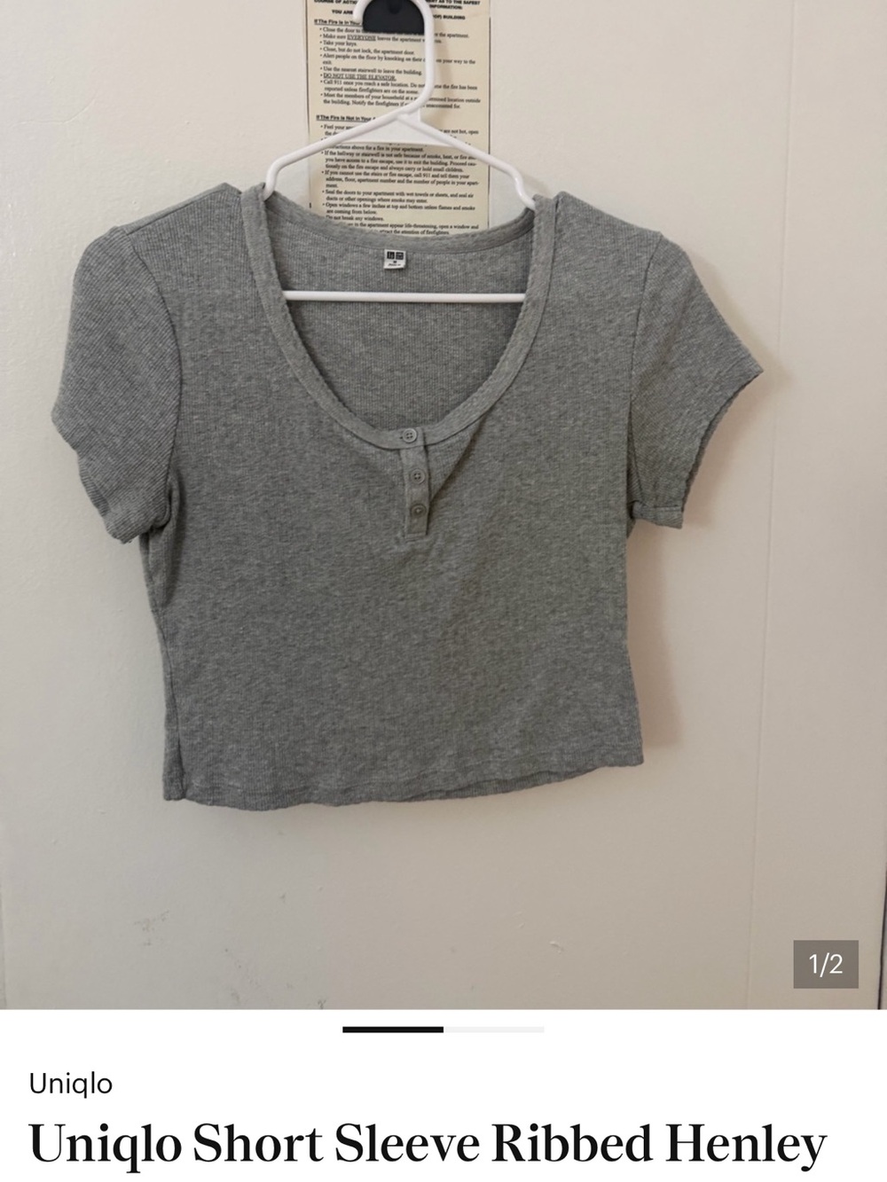 Uniqlo two Short Sleeve Ribbed Henley Top